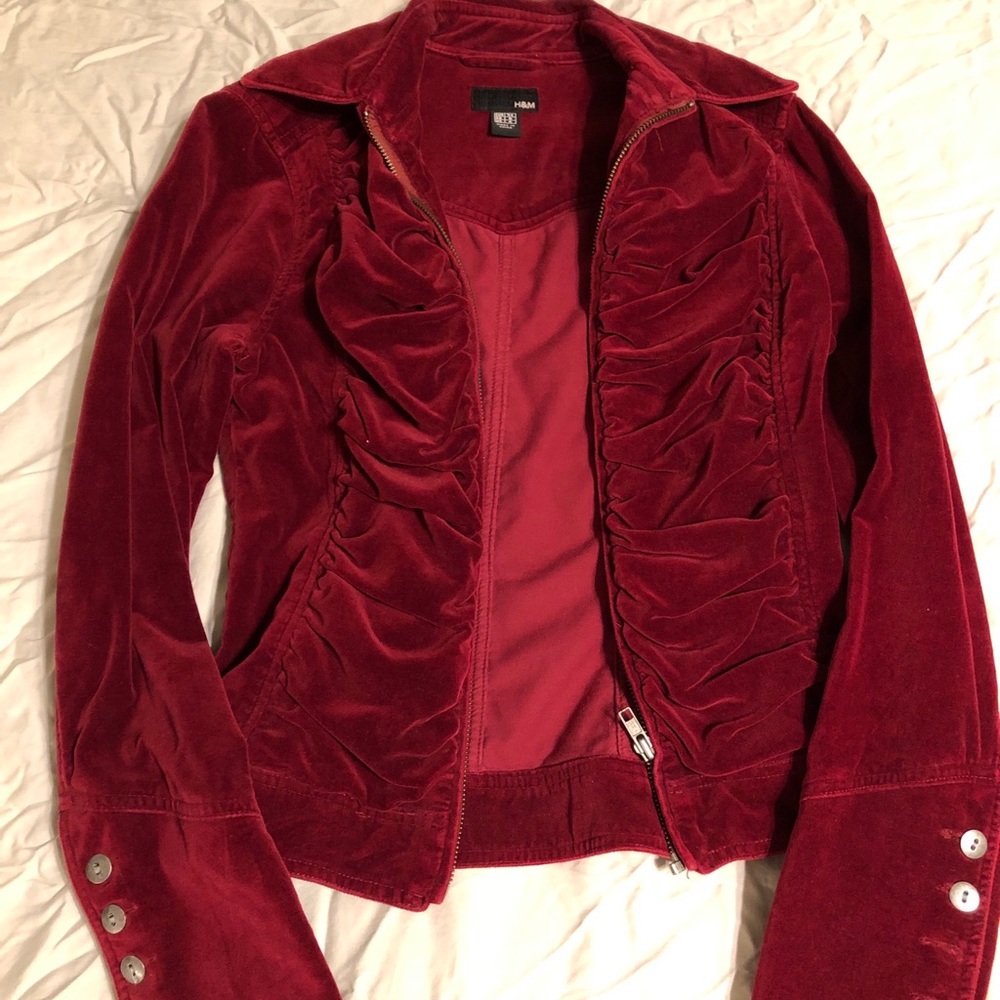 H&M Velvety Cranberry Blazer / Jacket, US Size 4